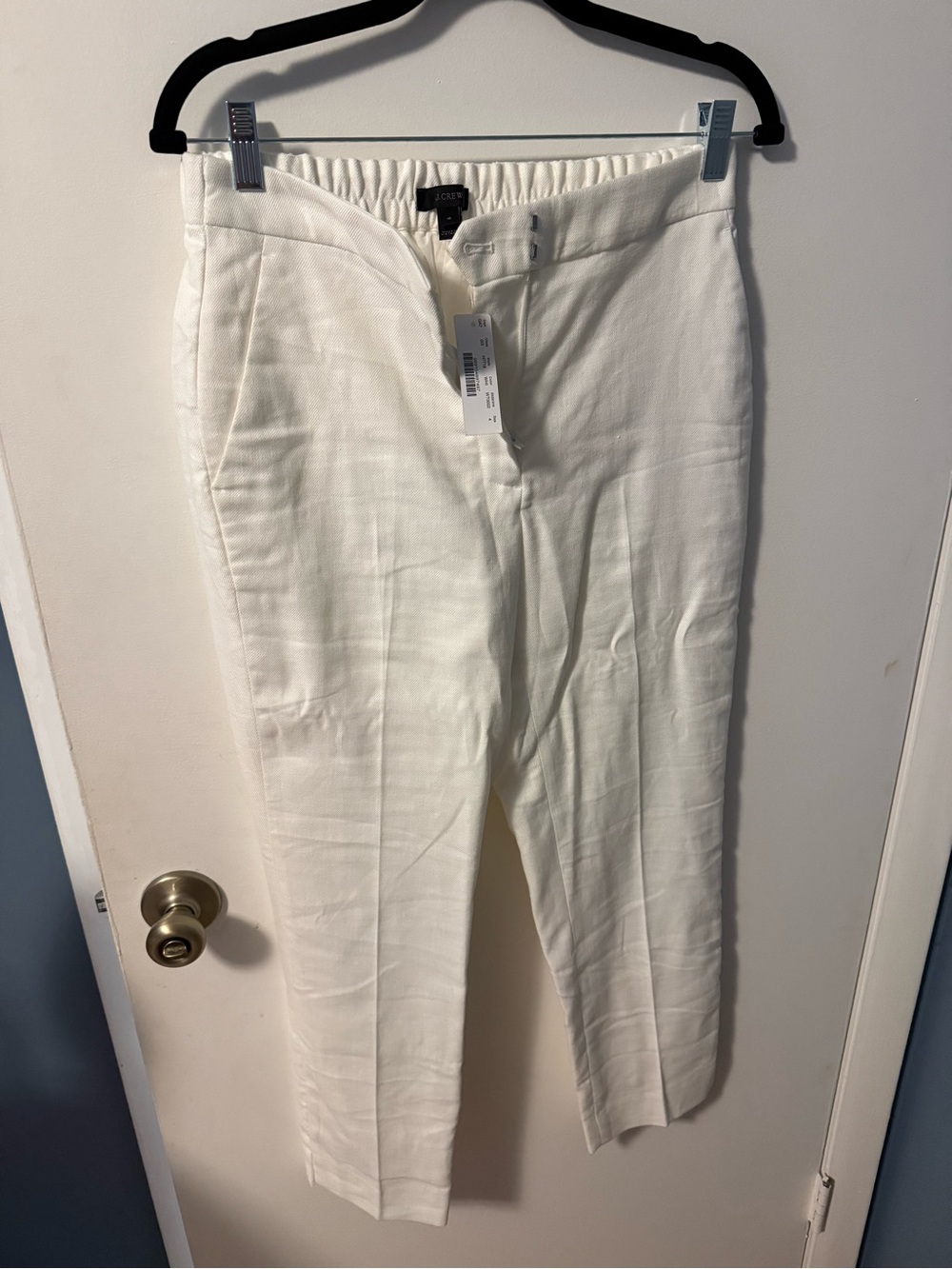 J.Crew Ivory Linen Cropped Pant